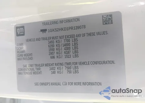 2023 GMC Yukon Xl 4Wd At4 z USA, uszkodzony, nr VIN 1GKS2HKD1PR139078